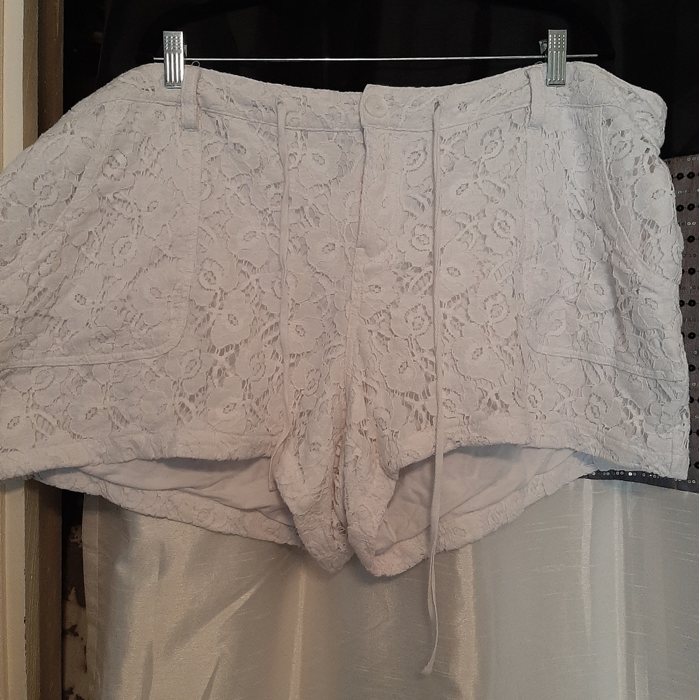 White Lacy shorts